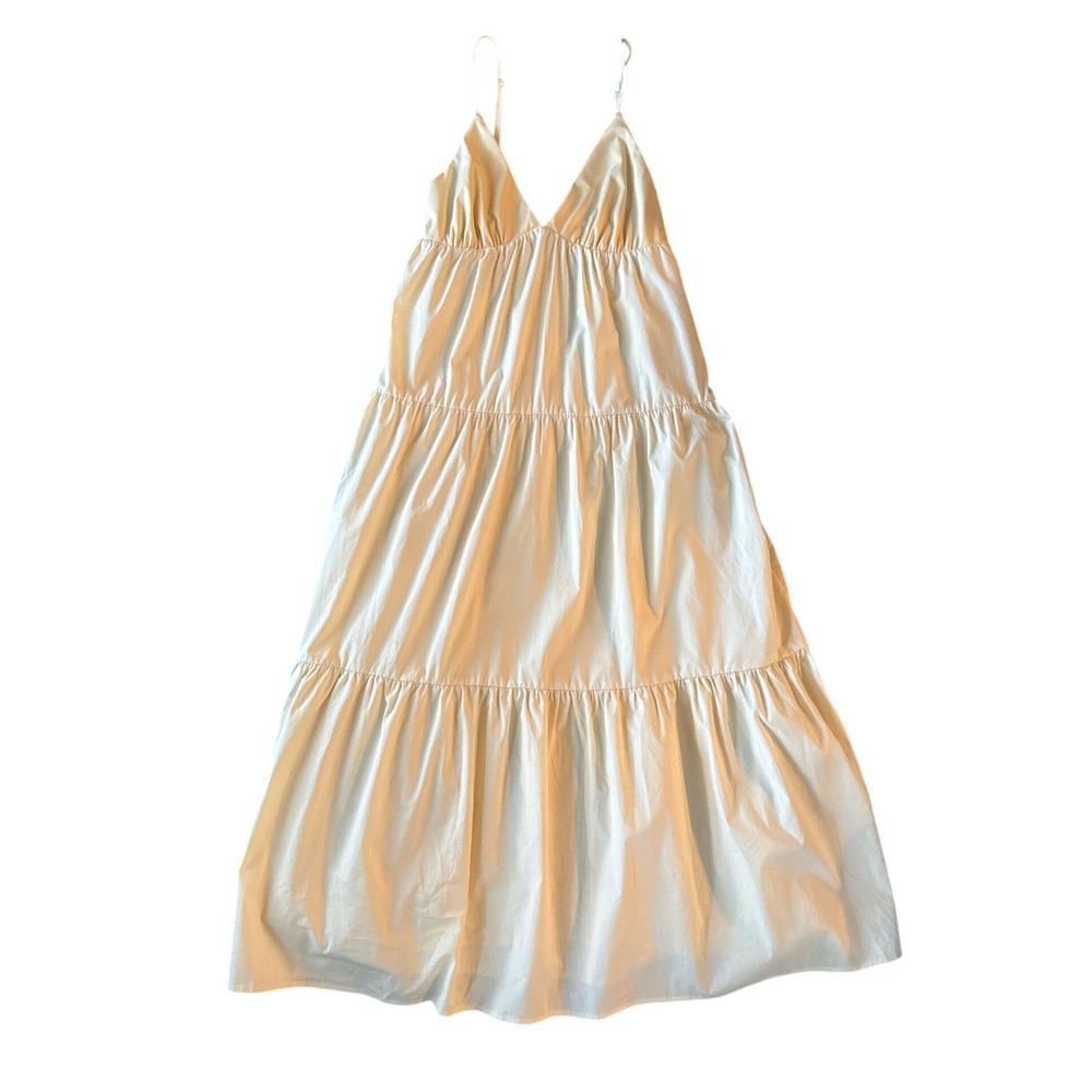 English Factory Womens Babydoll Tiered Maxi Dress Boho Cottage Sz S Cream V-Neck - Picture 9 of 11